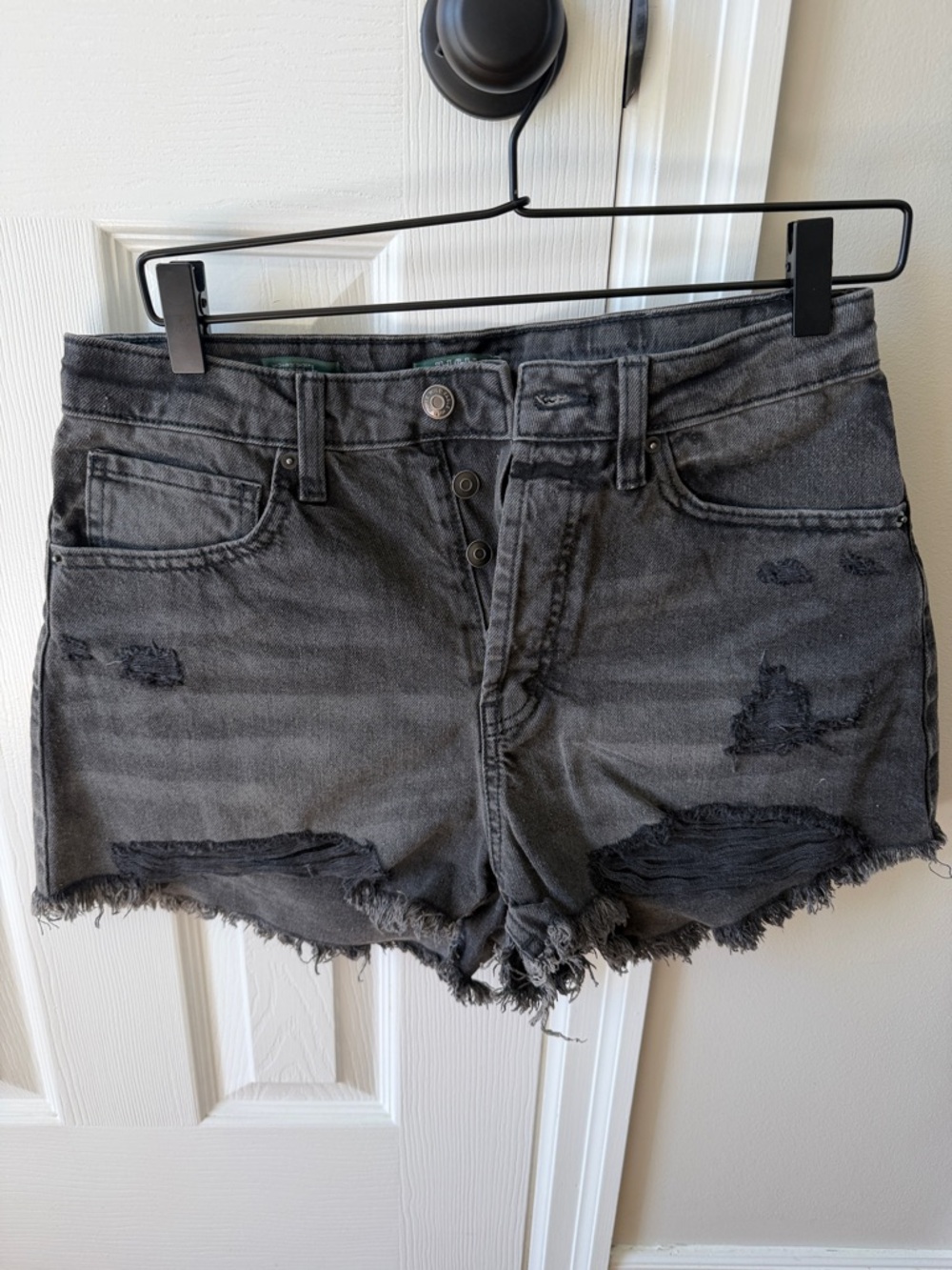 Women's Distressed Black Denim Cutoff Shorts